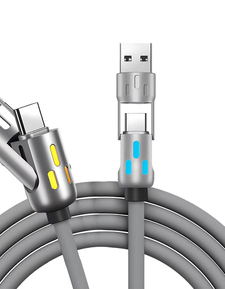 PD 240W 4-In-1 Multi Port Fast Charging Cable 3A USB/C to Type C/Phone Fast Sync Charger Adapter Compatible with Laptop/Tablet