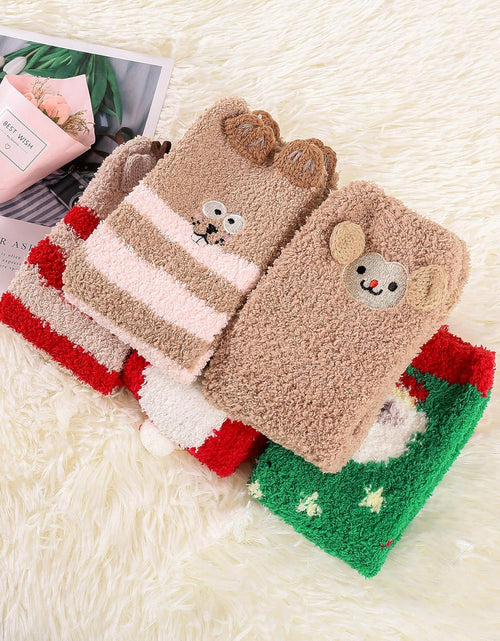 Load image into Gallery viewer, Womens Fuzzy Socks Warm Slipper Socks Winter Fluffy Socks Cozy Fuzzy Socks Athletic Fleece Socks Cute Crew Socks
