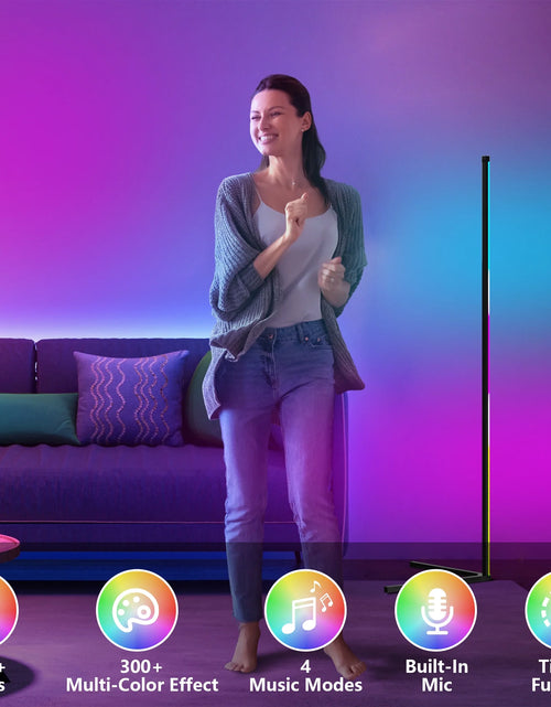 Load image into Gallery viewer, Led Corner Floor Lamp, Smart RGB Floor Lamp with App&amp;Remote, 16 Million Colors Changing, Music Sync, Modern Corner Led Light for Bedroom Living Room and Gaming Room, Timing&amp;Schedule
