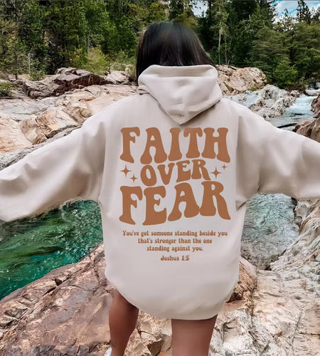Faith over Fear Hoodie Christian Sweatshirt Trendy Faith Shirt Cute Religious Hooded Preppy Women Christian Sweater Hoodies