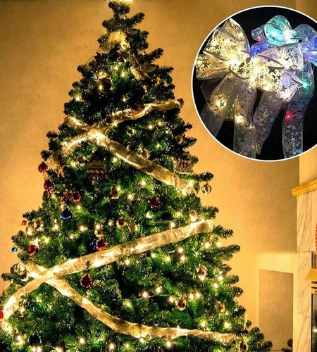 Fairy Lights String Christmas Ribbon Bow Tie