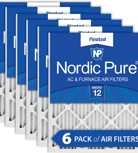 20X20X1 MERV 12 Pleated AC Furnace Air Filters 6 Pack