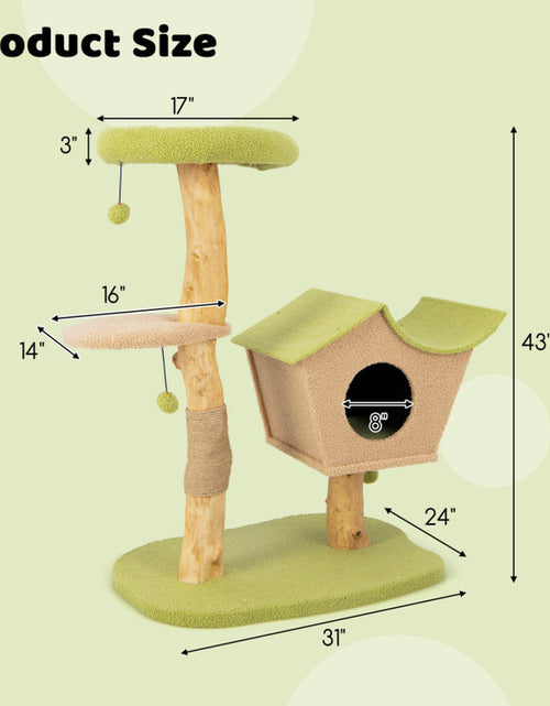 Load image into Gallery viewer, 43 Inch Wooden Cat Tree with Padded Top Perch
