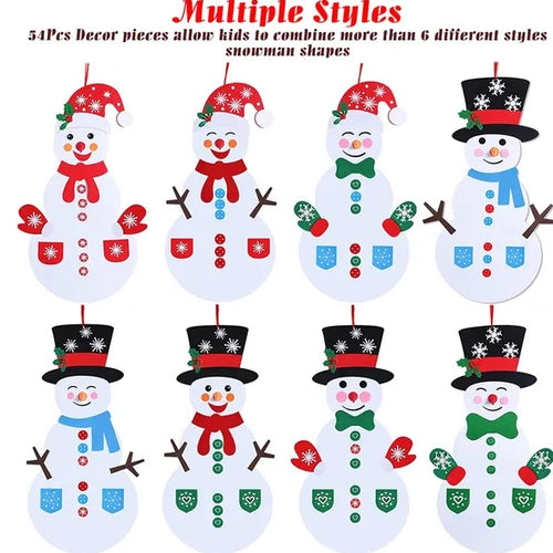 Load image into Gallery viewer, Felt Christmas Snowman Set DIY Felt Christmas Hanging Decorations
