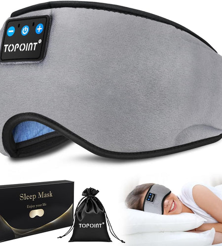 Bluetooth Sleep Eye Mask Wireless Headphones, Sleeping Eye Cover Travel Music Headsets with Microphone Handsfree, Sleep Headphones for Side Sleepers Men Women