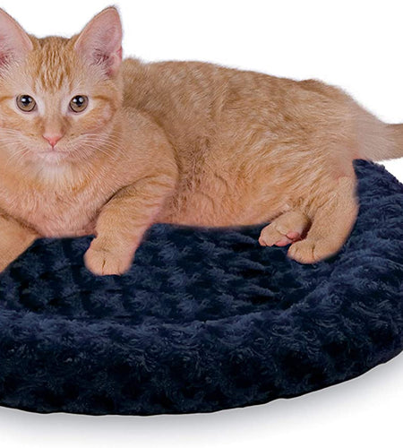 Thermo-Kitty Fashion Splash Indoor Heated Cat Bed, Heated Bed for Dogs or Cats with Removable Waterproof Heater Blue Small 18 Inches Round