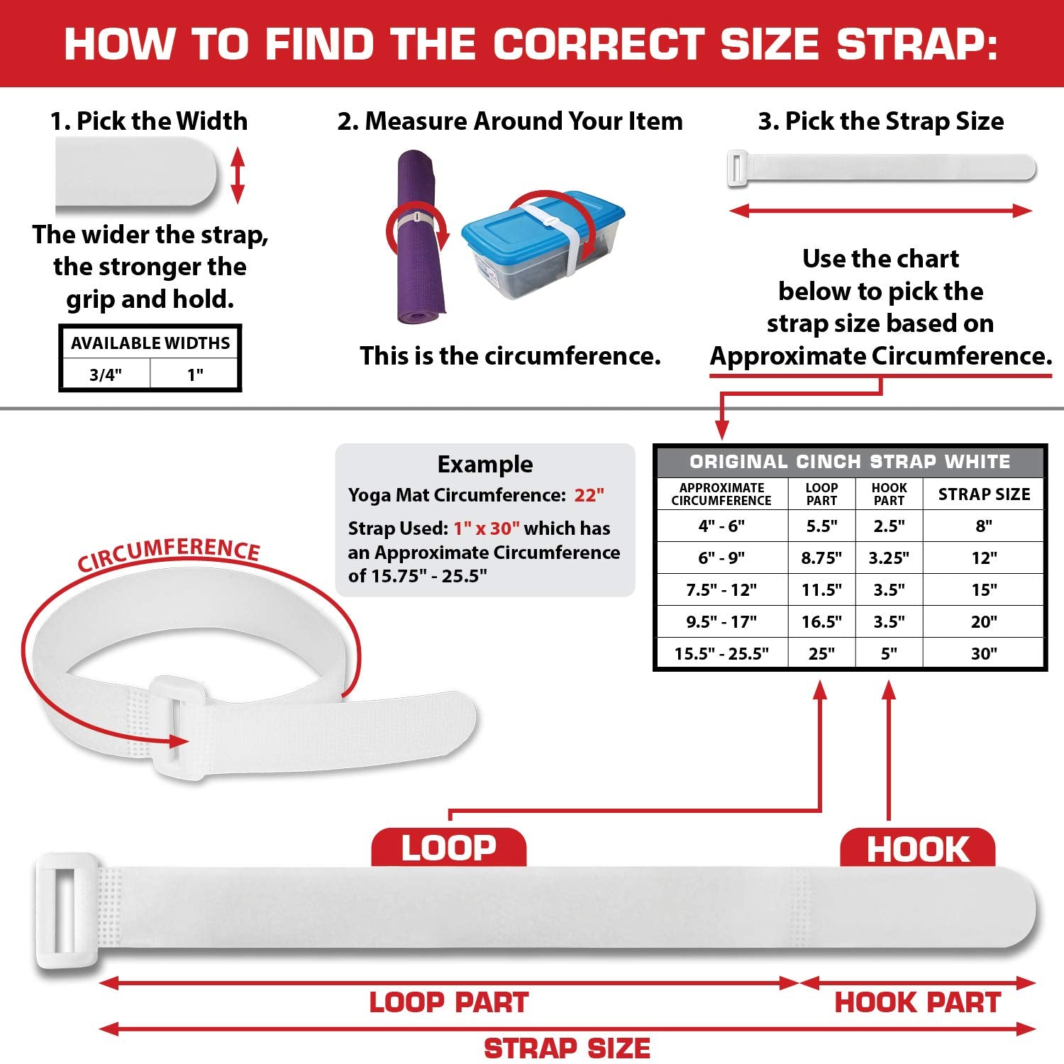 Reusable Cinch Straps 1" X 12" - 12 Pack, Multipurpose Quality Hook and Loop Securing Straps (White) - plus 2 Free Bonus Reusable Cable Ties