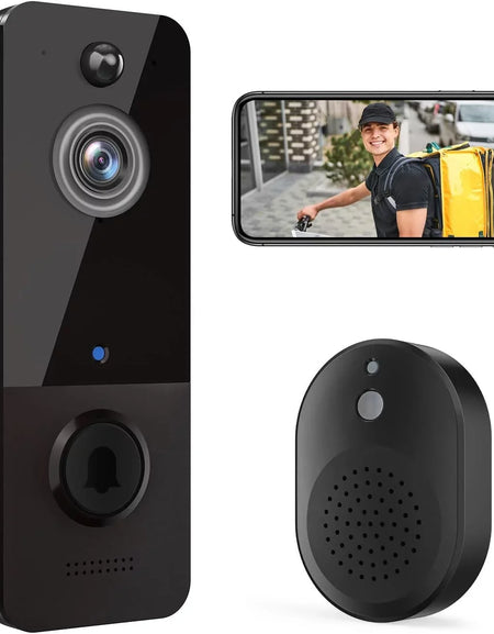 Wireless Doorbell Camera with Chime, Smart Video Doorbell Security Camera with ，Black