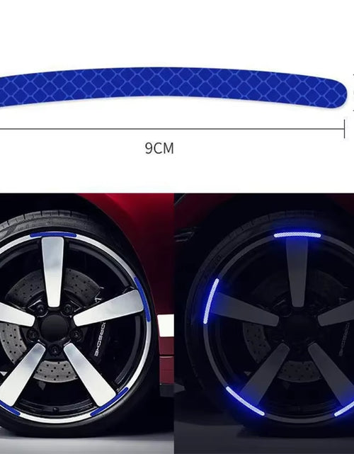 Load image into Gallery viewer, 20Pcs Car Wheel Hub Reflective Sticker Tire Rim Reflective Strips Luminous for Night Driving Car Bike Motorcycle Wheel Sticker

