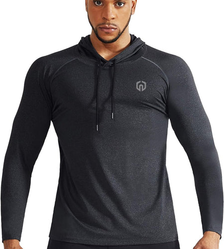 Men'S Dry Fit Athletic Workout Running Shirts Long Sleeve with Hoods