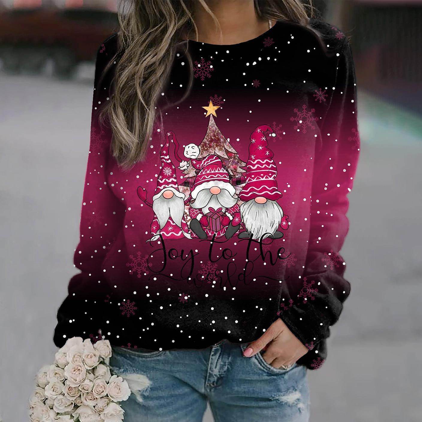 Women's Christmas Theme Printed Loose Sweatshirt