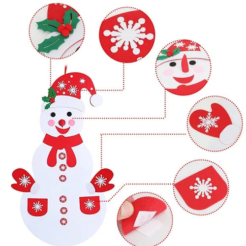 Load image into Gallery viewer, Felt Christmas Snowman Set DIY Felt Christmas Hanging Decorations
