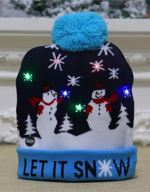 Load image into Gallery viewer, New Style! LED Christmas Hat Beanie Light up Illuminate Warm Hat 48 Patterns New Year Snowman Sweater Hat Christmas Decorations
