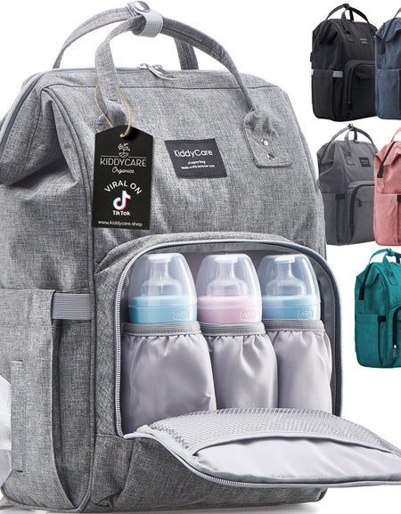 Diaper Bag Backpack – Multi-Function Baby Bag, Maternity Nappy Bags for Travel, Large Capacity, Waterproof, Durable & Stylish for Woman and Men, Gray