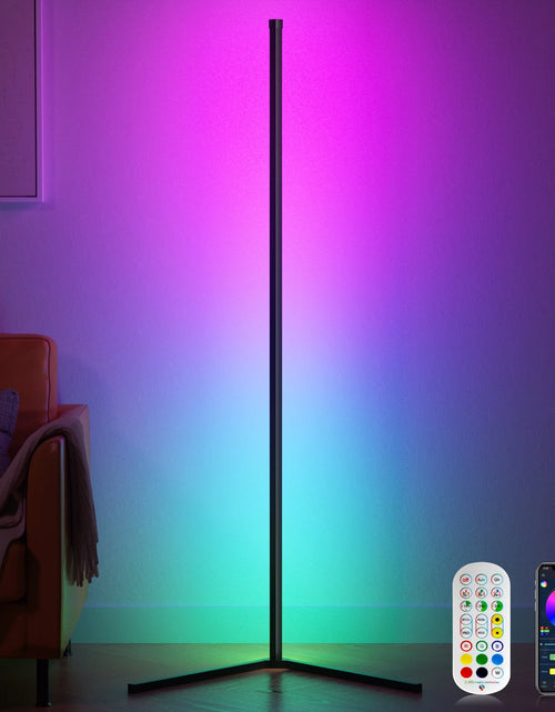Load image into Gallery viewer, Led Corner Floor Lamp, Smart RGB Floor Lamp with App&amp;Remote, 16 Million Colors Changing, Music Sync, Modern Corner Led Light for Bedroom Living Room and Gaming Room, Timing&amp;Schedule
