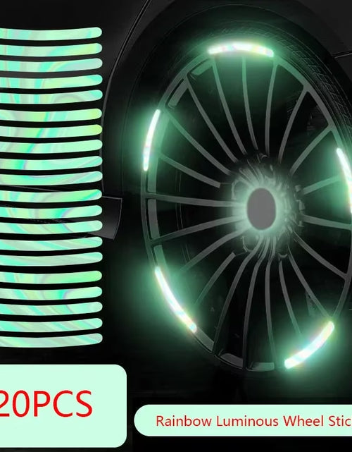 Load image into Gallery viewer, 20Pcs Car Wheel Hub Reflective Sticker Tire Rim Reflective Strips Luminous for Night Driving Car Bike Motorcycle Wheel Sticker
