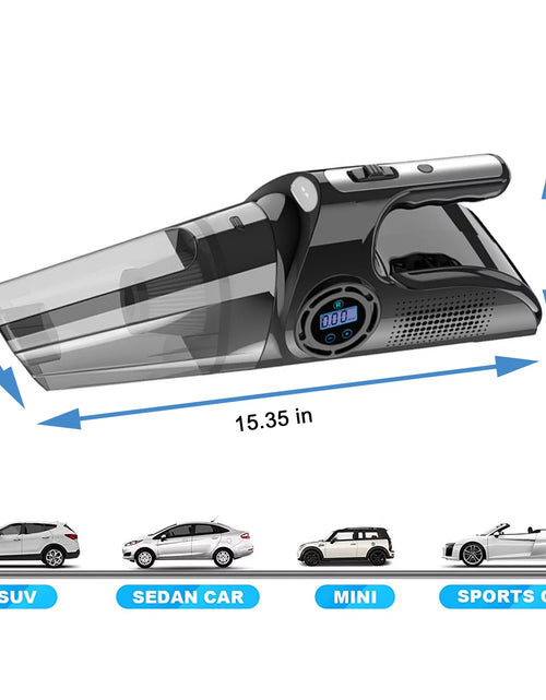 Load image into Gallery viewer, Portable Car Vacuum Cleaner, USB Charging Wireless Handheld Tire Inflator Air Compressor with Digital Tire Pressure Gauge LCD Display and LED Light, HEPA Filter, Tire Repair Tool
