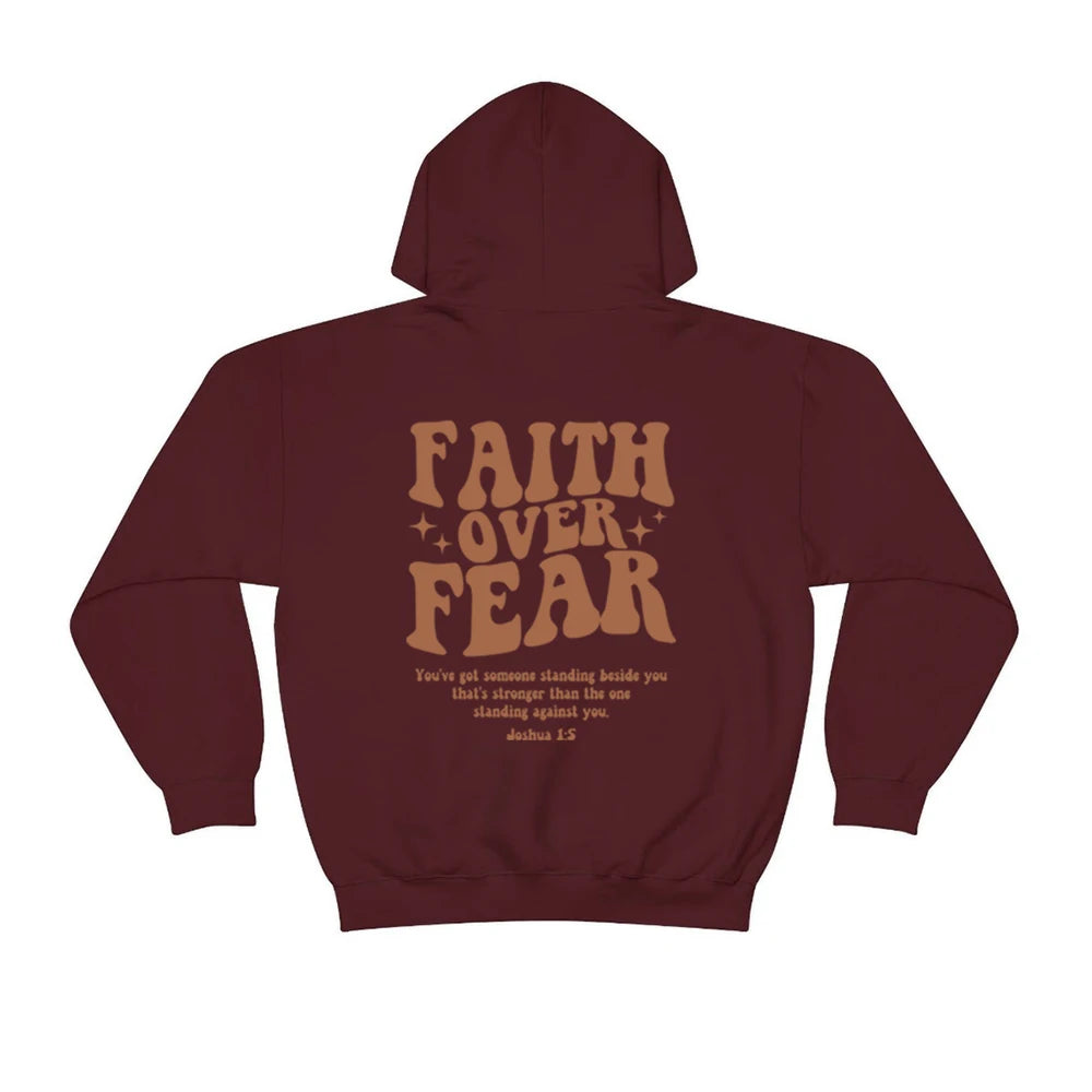 Faith over Fear Hoodie Christian Sweatshirt Trendy Faith Shirt Cute Religious Hooded Preppy Women Christian Sweater Hoodies