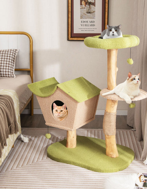 Load image into Gallery viewer, 43 Inch Wooden Cat Tree with Padded Top Perch
