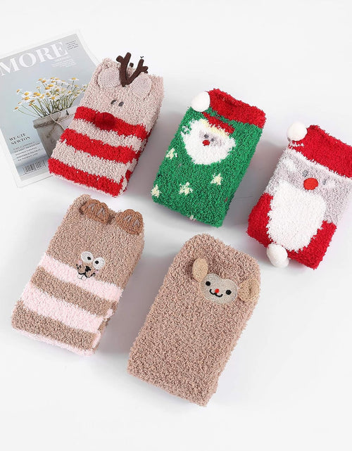 Load image into Gallery viewer, Womens Fuzzy Socks Warm Slipper Socks Winter Fluffy Socks Cozy Fuzzy Socks Athletic Fleece Socks Cute Crew Socks
