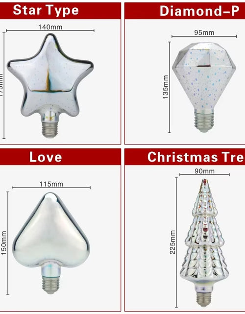 Load image into Gallery viewer, 3D Decoration LED Bulb E27 6W 85-265V Vintage Edison Light Bulb Star Fireworks Lamp Holiday Night Light Novelty Christmas Tree
