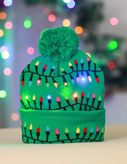 Load image into Gallery viewer, New Style! LED Christmas Hat Beanie Light up Illuminate Warm Hat 48 Patterns New Year Snowman Sweater Hat Christmas Decorations
