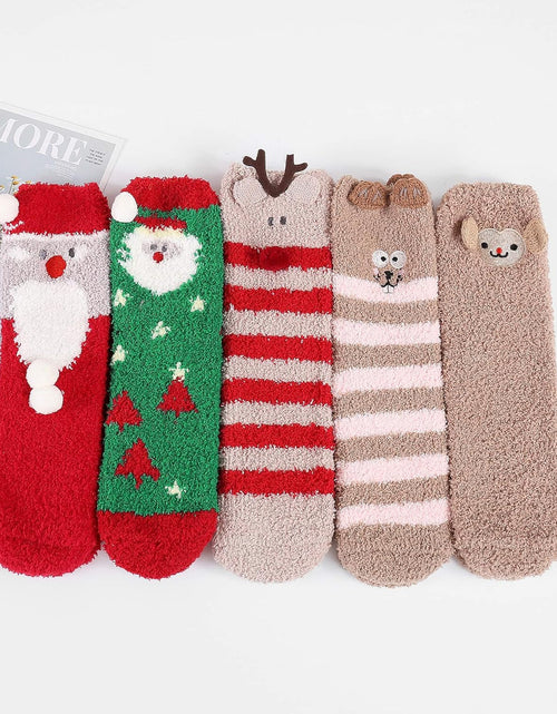 Load image into Gallery viewer, Womens Fuzzy Socks Warm Slipper Socks Winter Fluffy Socks Cozy Fuzzy Socks Athletic Fleece Socks Cute Crew Socks
