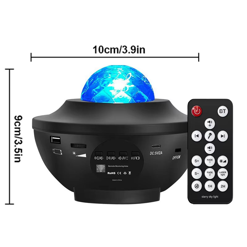 Starry Projector Galaxy Night Light Child Bluetooth USB Music Player Star Nightlight Romantic Ocean Projector Night Lamp Gifts