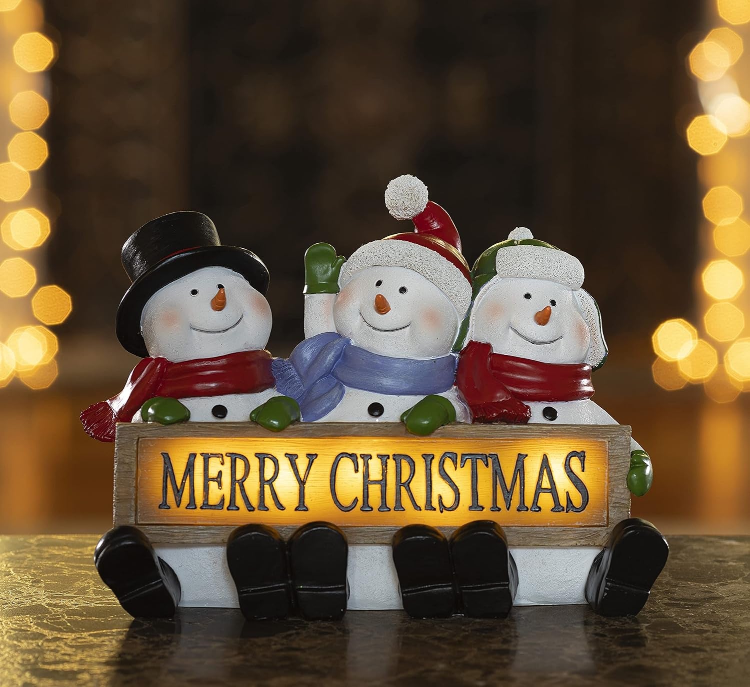 Christmas Gnome Decor Figurines Resin, Gnome Lighted Decorations Indoor Decor Christmas Gnomes LED Holiday Light up Indoor Festive Fiber Optic for Christmas Table Decorations