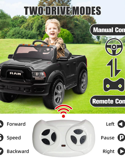 Load image into Gallery viewer, Dodge RAM Ride on Car, 12V Powered Ride on Toy with Remote Control, Rear Wheel Suspension, 5 Point Safety Belt, MP3 Player, Bluetooth, LED Lights, Electric Vehicles for 3-8 Years Boys Girls, Red
