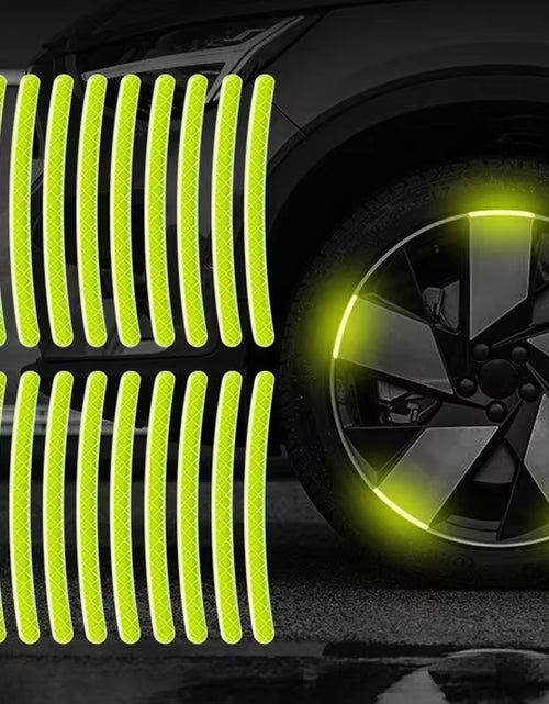 Load image into Gallery viewer, 20Pcs Car Wheel Hub Reflective Sticker Tire Rim Reflective Strips Luminous for Night Driving Car Bike Motorcycle Wheel Sticker
