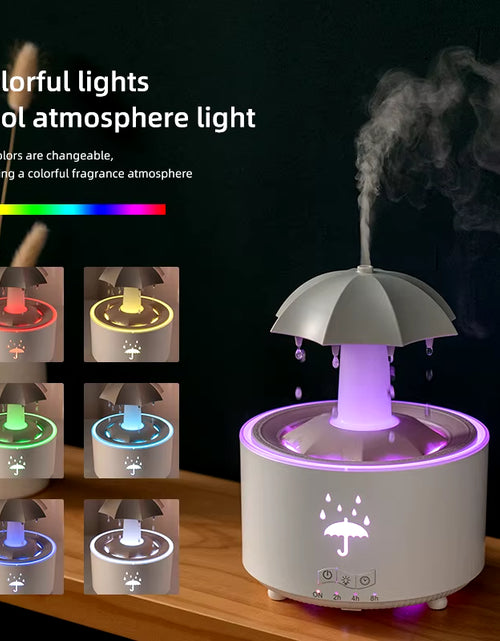 Load image into Gallery viewer, Creative Umbrella Water Drop Air Humidifier with Colorful Light Raindrop Aroma Essential Oil Diffuser Aromatherapy Humidifier
