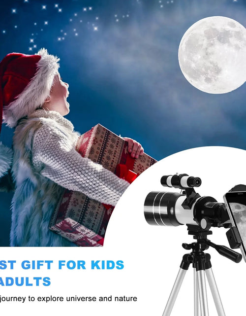 Load image into Gallery viewer, Telescope for Adults Astronomy, 300/70 Portable Refractor Telescope (15X-150X) with a Phone Adapter &amp; Adjustable Tripod for Kids Astronomy Beginners, Xmas Birthday Gifts for Adults Kids
