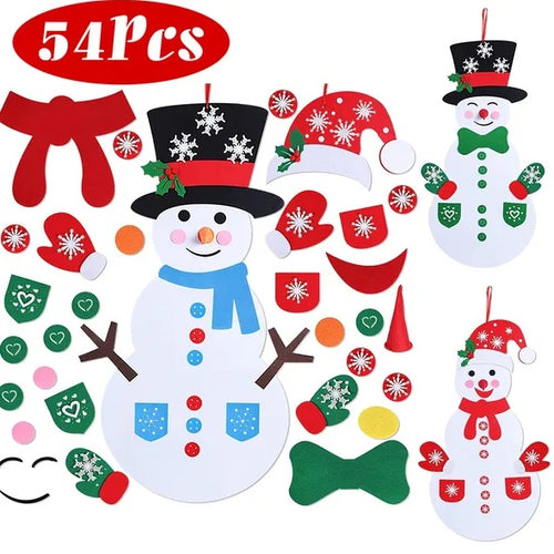 Load image into Gallery viewer, Felt Christmas Snowman Set DIY Felt Christmas Hanging Decorations
