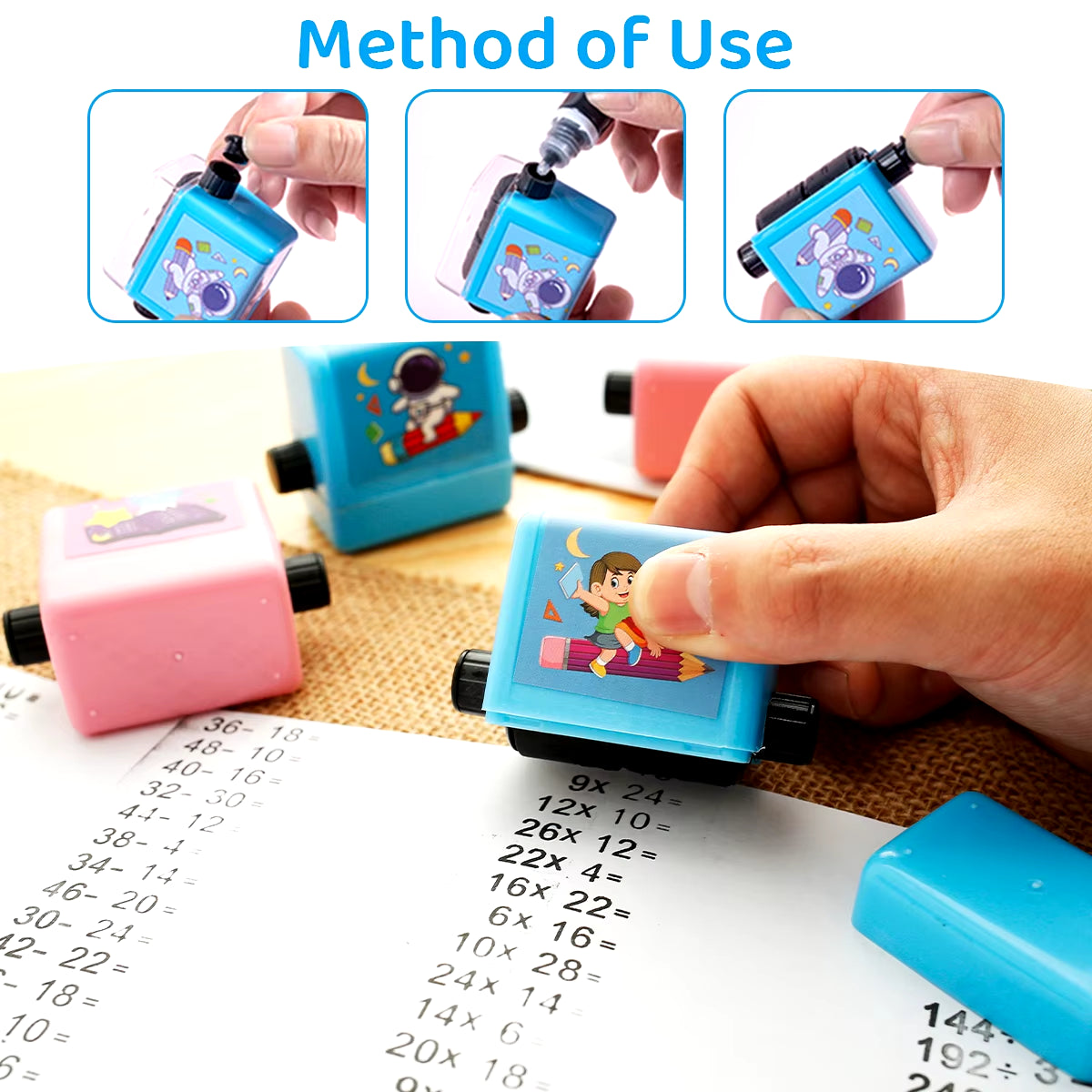 Digital Teaching Stamp Maths Learning Stamp Early Educational 1-100 Stamp Roller Multiplication Additions Subtraction Division