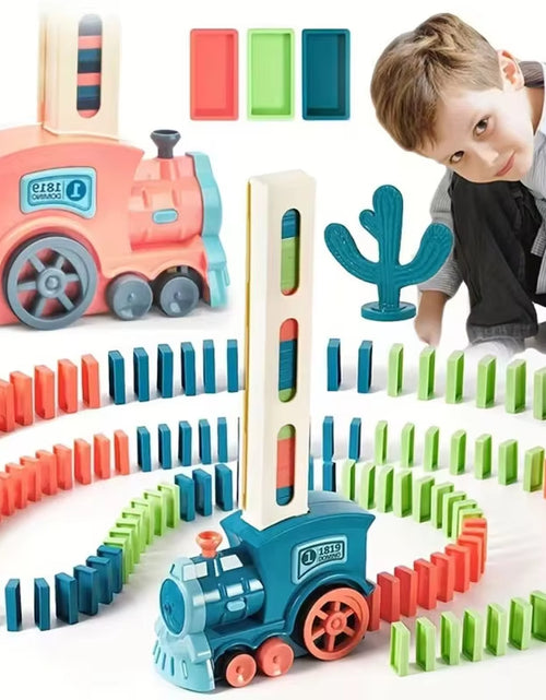 Load image into Gallery viewer, Domino Children&#39;S Puzzle Building Blocks Automatically Put Small Train Chain Reaction Mechanism
