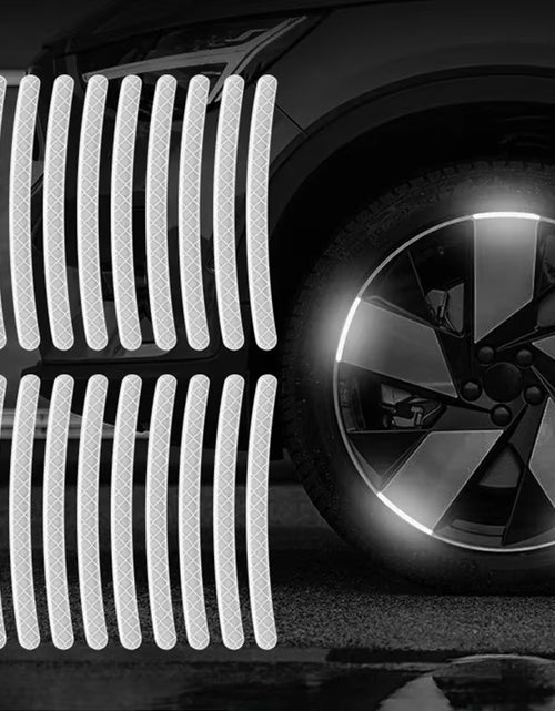Load image into Gallery viewer, 20Pcs Car Wheel Hub Reflective Sticker Tire Rim Reflective Strips Luminous for Night Driving Car Bike Motorcycle Wheel Sticker
