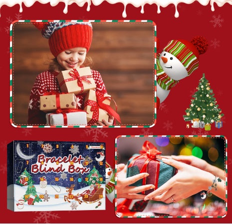 Load image into Gallery viewer, Dowmoo Christmas Advent Calendar Diy Bracelet Blind Box 24 Grid Calendar Bell Accessory Blind Box
