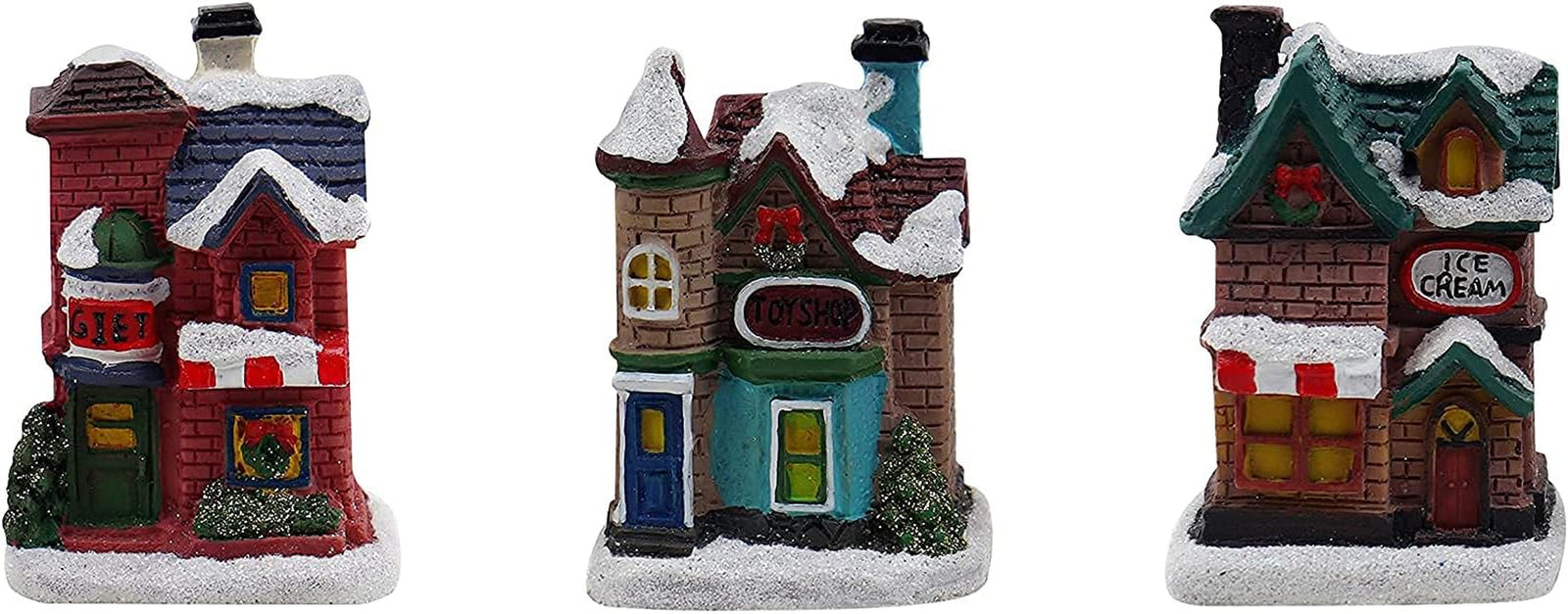 Christmas Village Set - Complete Decoration Includes Figurines and Houses - Perfect Addition to Your Christmas Indoor Decorations & Snow Village Displays - Made of Resin (12 Piece Snow Village Set)