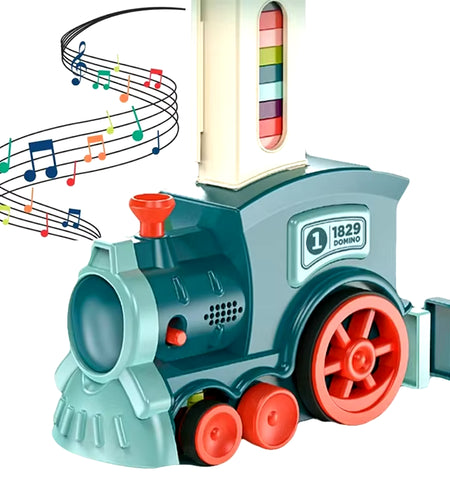 Domino Children'S Puzzle Building Blocks Automatically Put Small Train Chain Reaction Mechanism