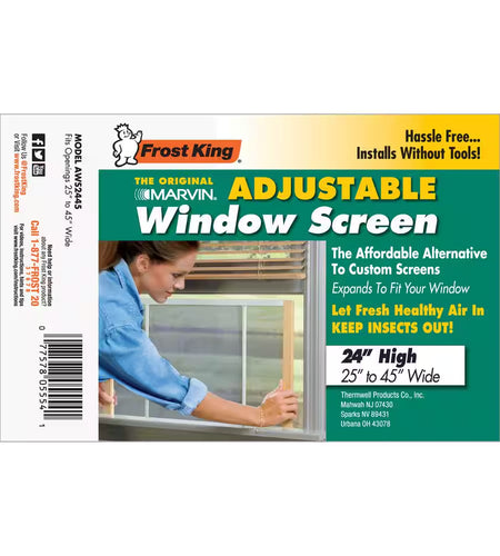45 In. X 24 In. Adjustable Wood Frame Window Screen