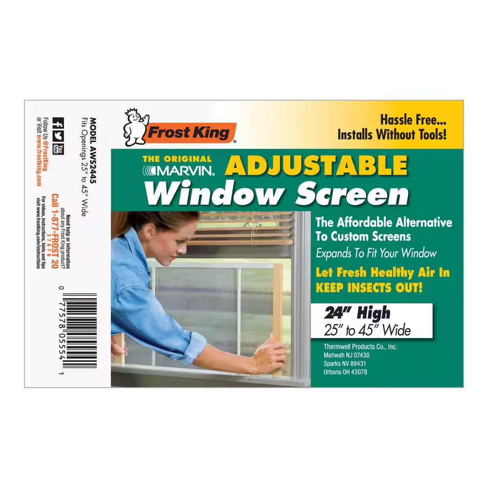 45 In. X 24 In. Adjustable Wood Frame Window Screen