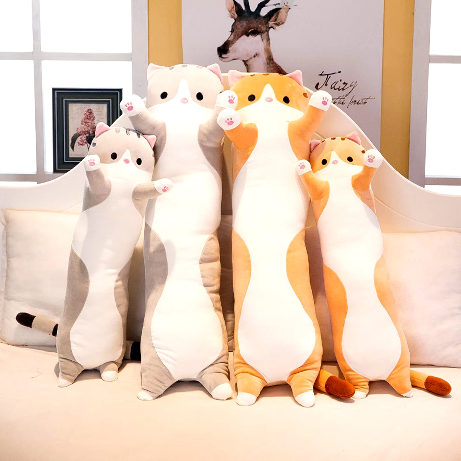 Plush Toy Cat Cushion Cute Plush Toy Skin-Friendlyelastic Long Cat Doll