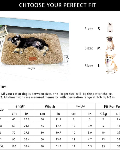 Load image into Gallery viewer, Dog Bed Pet Mat Pet Bed Washable Plush Pet Crate Bed for Dog Anti-Slip Pet Mat Bed for Cat Fluffy Comfy Pet Sleeping Mat
