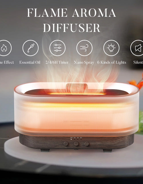 Load image into Gallery viewer, Essential Oil Diffuser for Home Bedroom, 300Ml Cool Mist Humidifier with Flame Light, 6 Colors Changed, Dark Wood Grain
