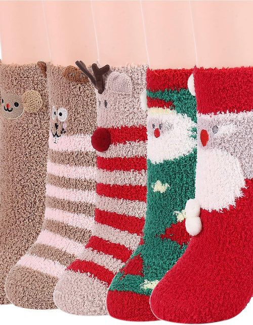 Load image into Gallery viewer, Womens Fuzzy Socks Warm Slipper Socks Winter Fluffy Socks Cozy Fuzzy Socks Athletic Fleece Socks Cute Crew Socks
