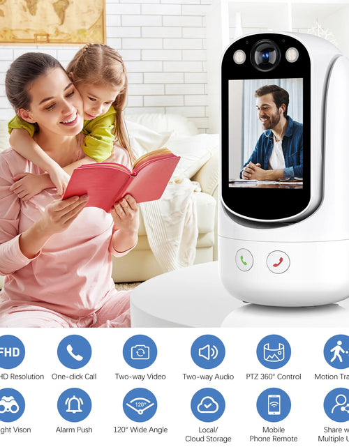 Load image into Gallery viewer, Baby Monitor with Two Way Video Call, 1080P HD Wifi Cameras W/ 2.8” Screen for Home Security/Baby Monitor/Pet Camera, AI Motion Detection&amp;One-Click Call, Full-Color Night Vision for Baby Pet Elderly

