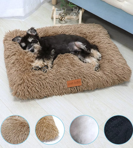 Dog Bed Pet Mat Pet Bed Washable Plush Pet Crate Bed for Dog Anti-Slip Pet Mat Bed for Cat Fluffy Comfy Pet Sleeping Mat