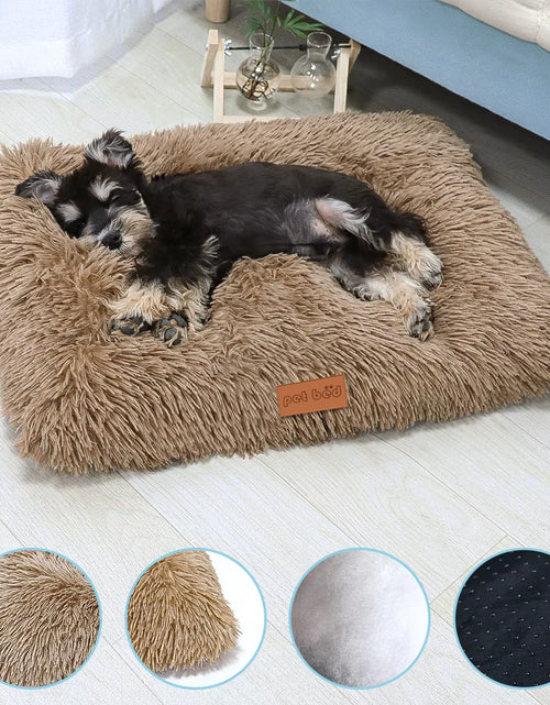 Load image into Gallery viewer, Dog Bed Pet Mat Pet Bed Washable Plush Pet Crate Bed for Dog Anti-Slip Pet Mat Bed for Cat Fluffy Comfy Pet Sleeping Mat
