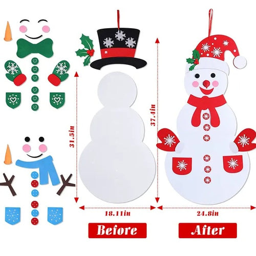 Load image into Gallery viewer, Felt Christmas Snowman Set DIY Felt Christmas Hanging Decorations
